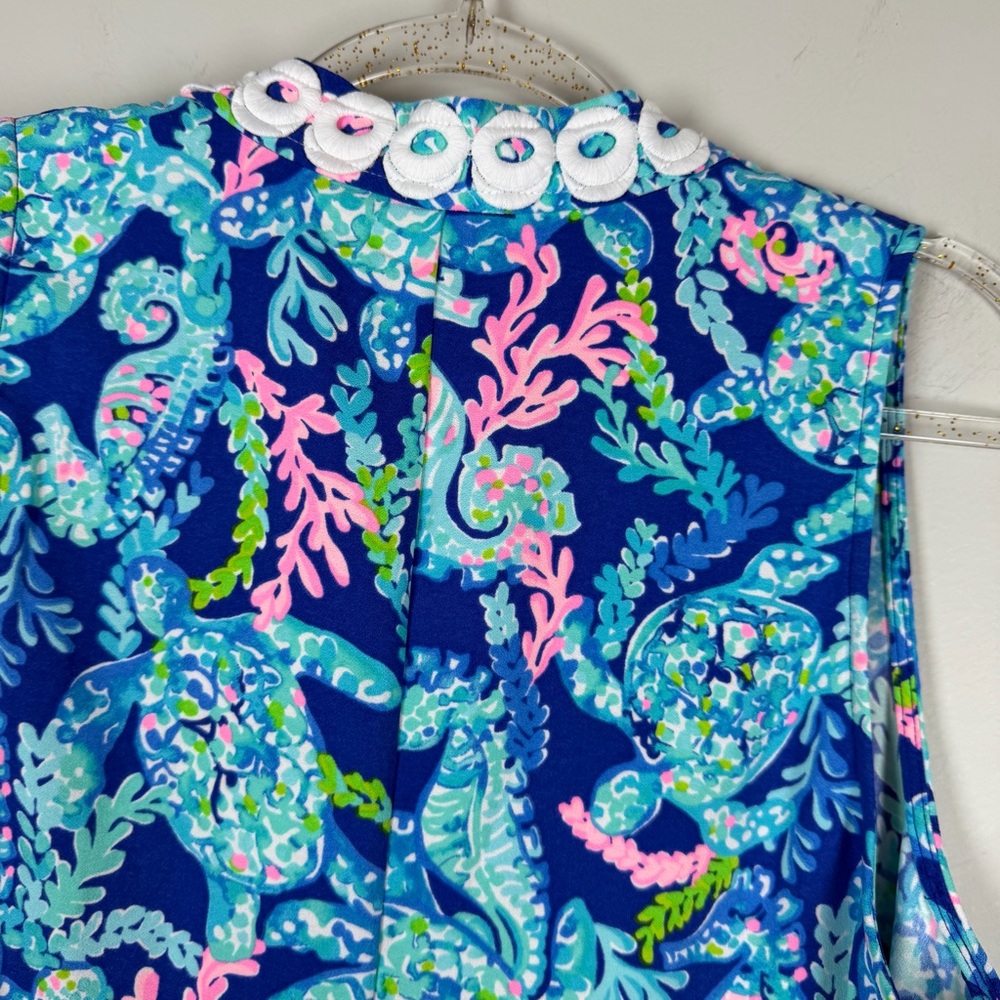 NWT Lilly Pulitzer Jane Shift Dress Turtle Villa CORSICA BLUE Size 14 Beach - Picture 10 of 14